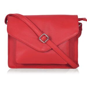 6099 Leather Flapover Crossbody Handbag Purse with Adjustable Strap &